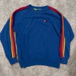 Aviator Nation 5 Stripe Pullover Sweatshirt-  Blue- size 14